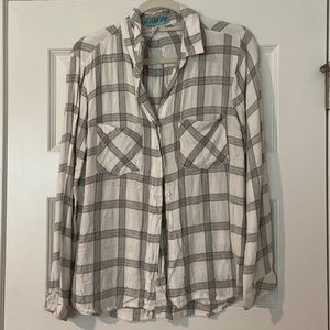 Gray and White Flannel Button Down